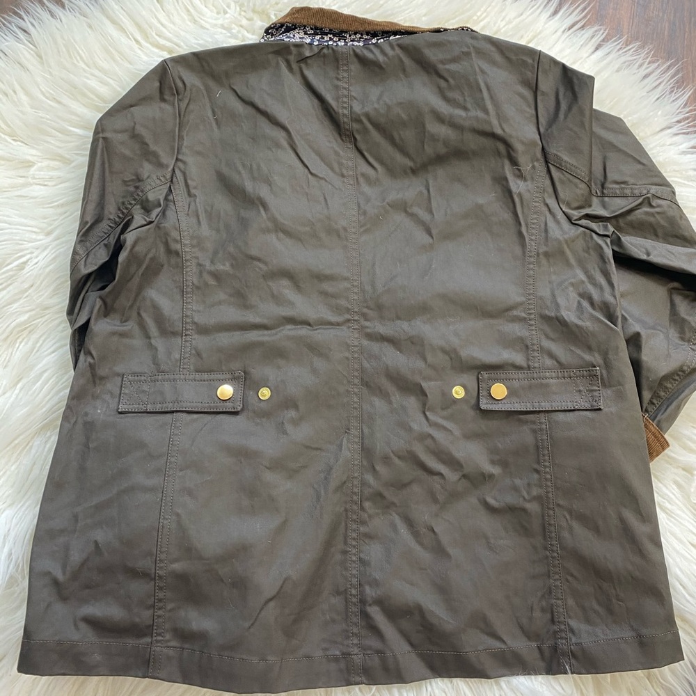 J. Crew Olive Green Jacket with Brown Corduroy Collar - Picture 8 of 8
